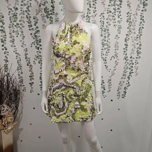 ASOS DESIGN halter embellished mini dress with swirl design